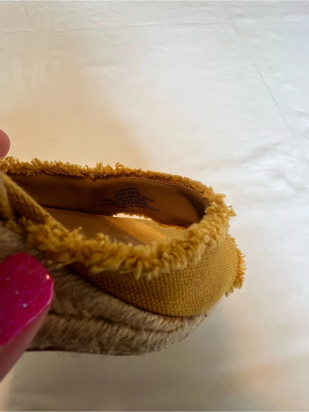 Lucky Brand Mustard Yellow Canvas Mindra Espadrille Wedge Sandals Sz 8